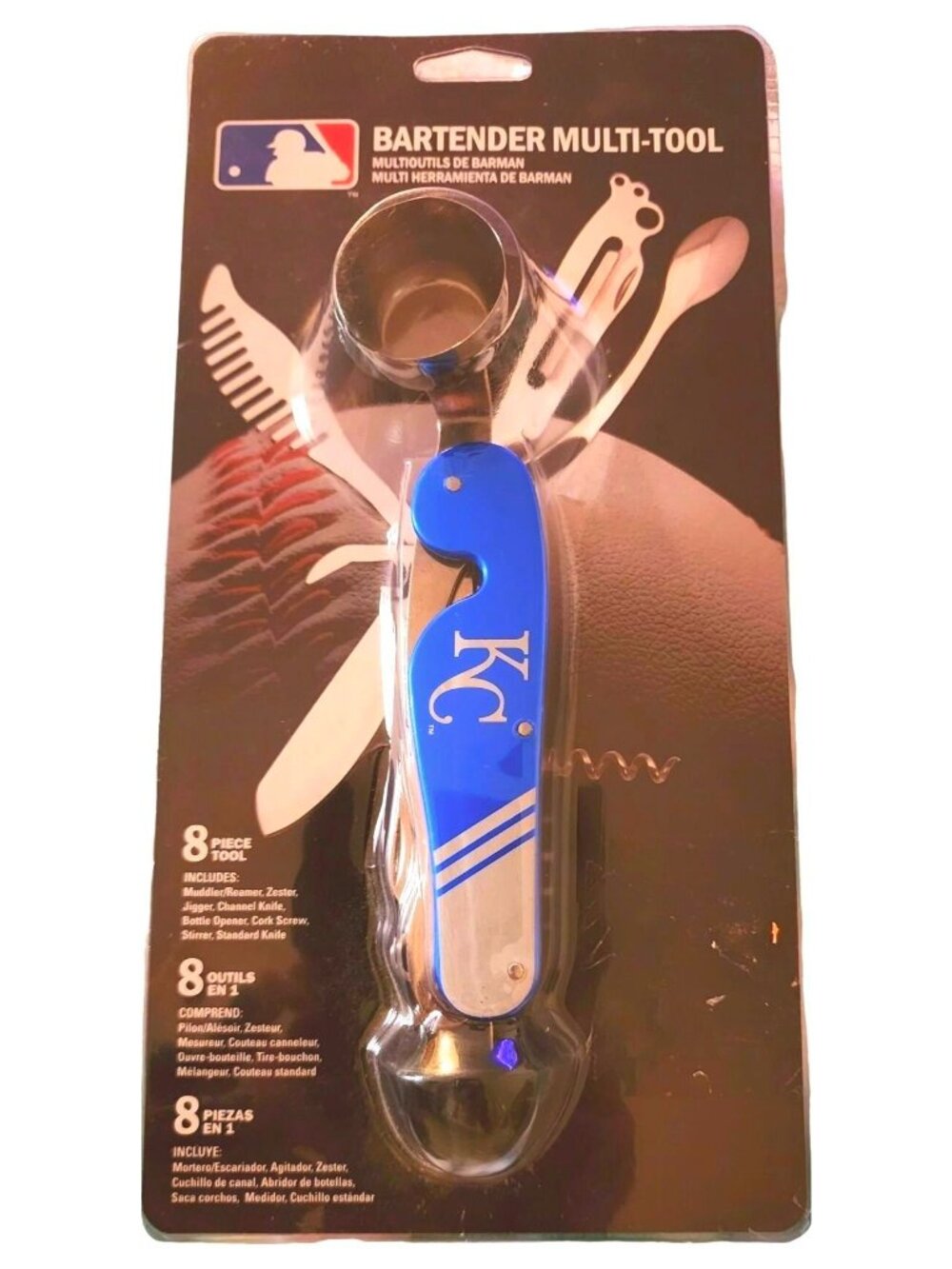New KC 8 Piece Bartending Bar Tool  Official MLB Merchandise New In Sealed Packa